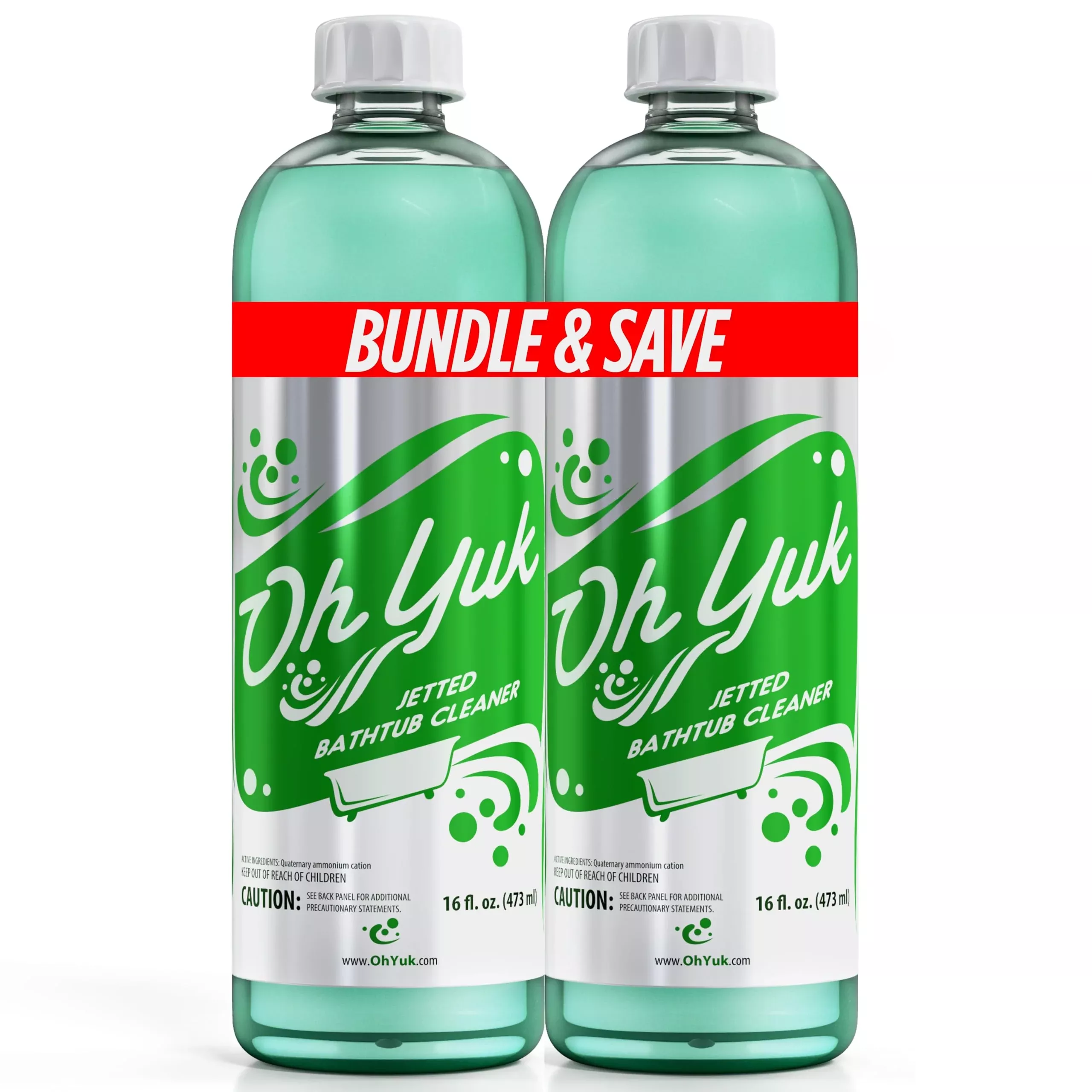 Oh Yuk Jetted Bathtub Cleaner for Jet Tubs, Whirlpools, The Most Effective Jetted Tub Cleaner, Septic Safe | Two 16 Ounce Bottles!