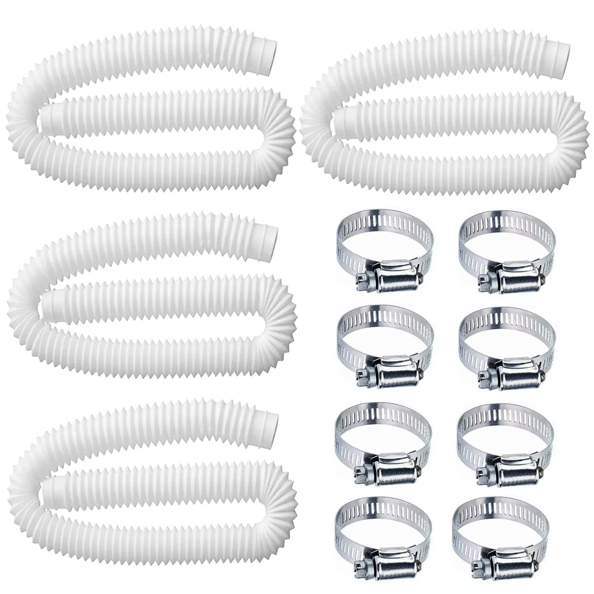 Pool Hoses for Above Ground Pools,1.25 x 59 Inch Pool Filter Hose,Compatible with Intex Filter Pump 607,637 With 8 Metal Clamps (4 Pack)(4)
