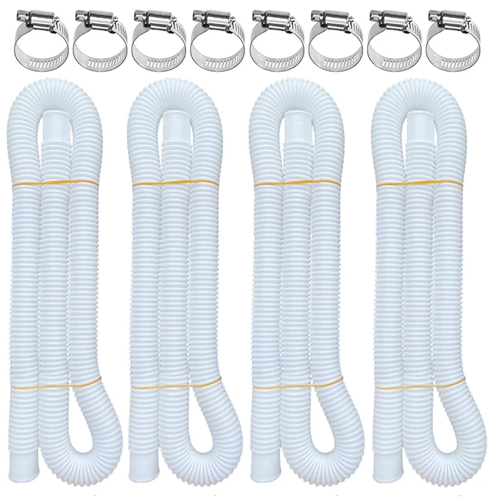 Pool Hoses for Above Ground Pools, 4 Pack 1.25 x 59 Inch Pool Filter Pump Hoses, 1 1 /4 Pool Hoses Compatible with Intex Pool Filter Pump 607, 637 With 8 Metal Clamps(4)