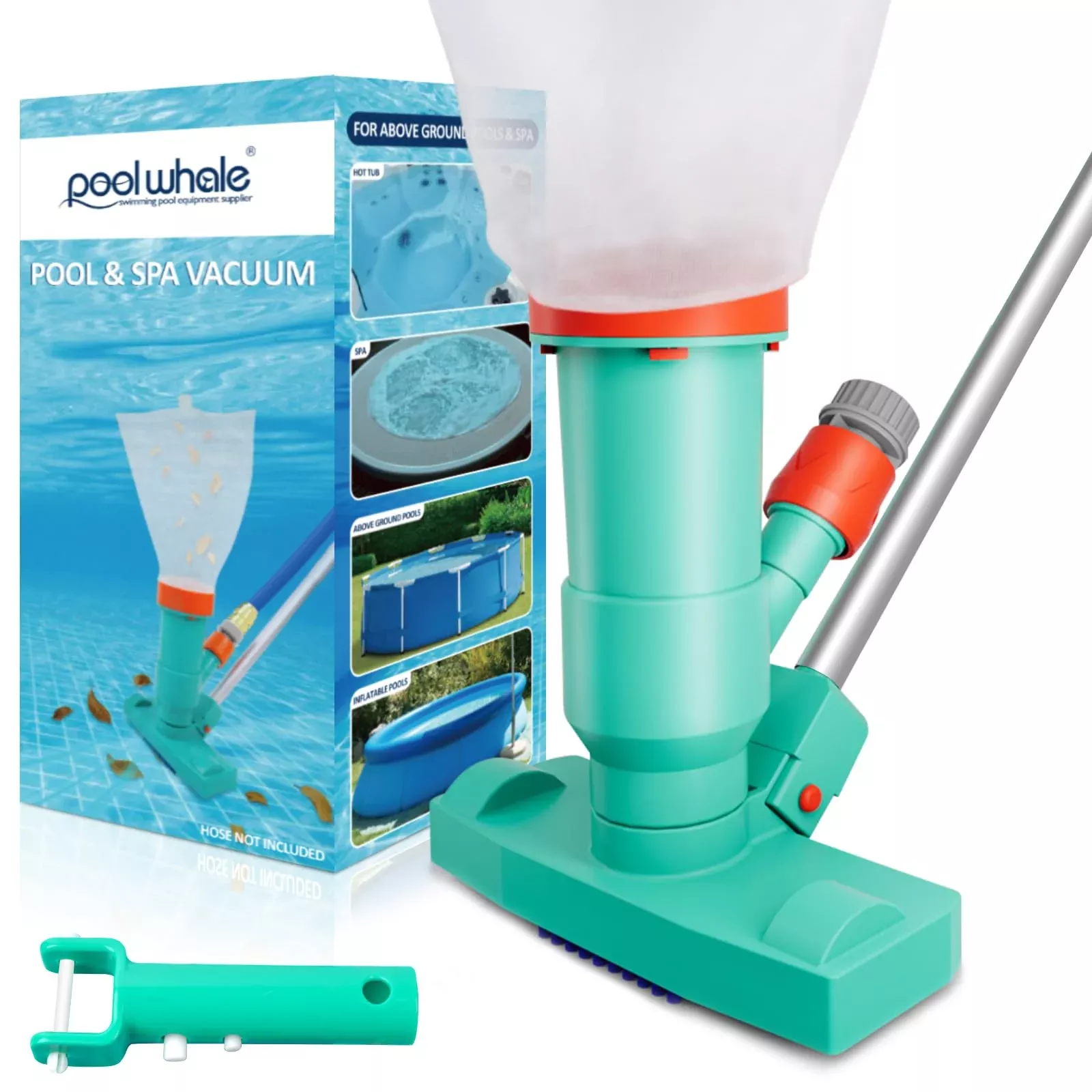 Premium Pool Vacuum Jet Underwater Cleaner, 3 Scrub Brushes, 2 Fine Mesh Bags, 6 Section Telescopic Pole of 56.5
