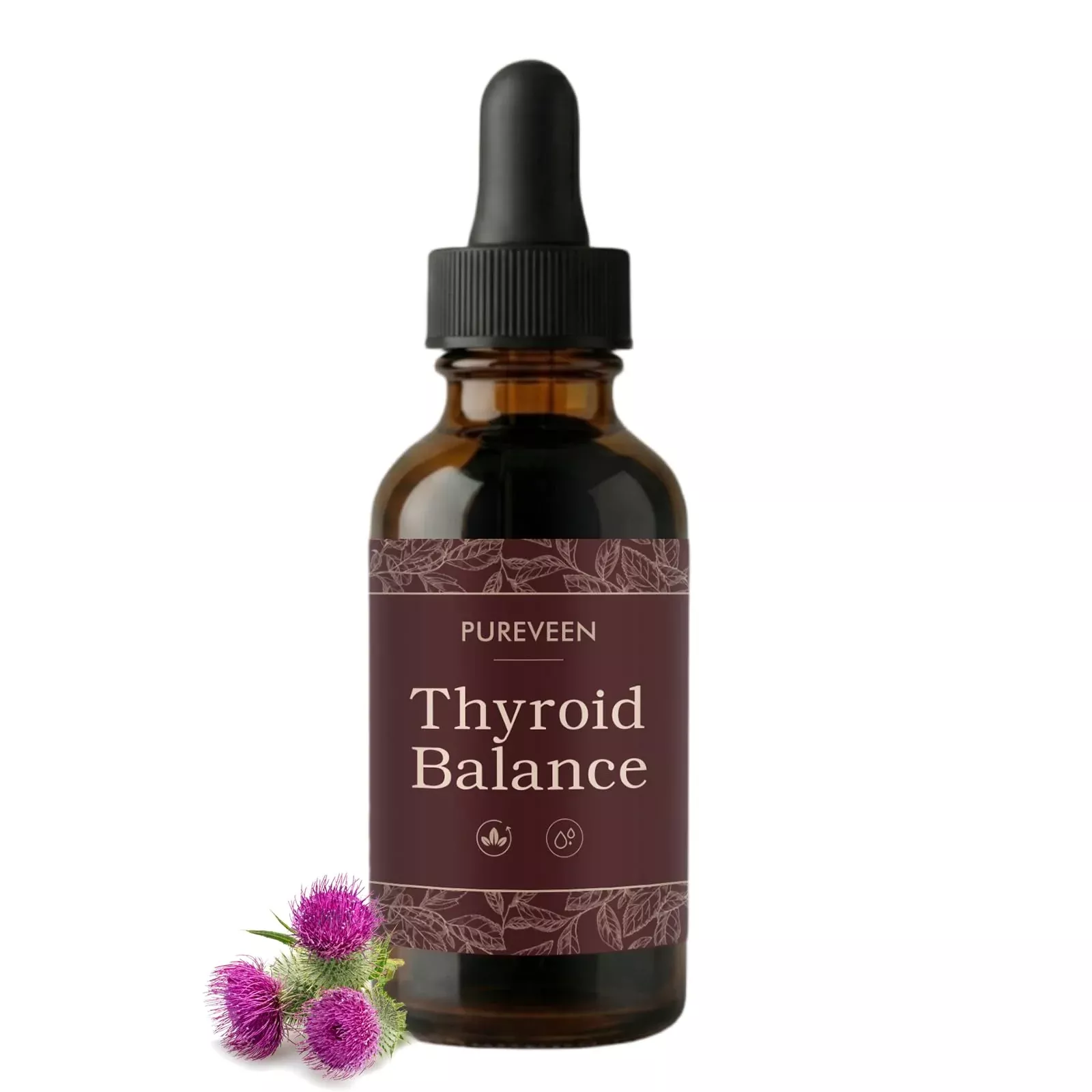Pureveen Thyroid Balance for Women, ThyroidSupport Drops, Liquid Supplement withSelenium, Zinc, Milk Thistle Extract, 60ML