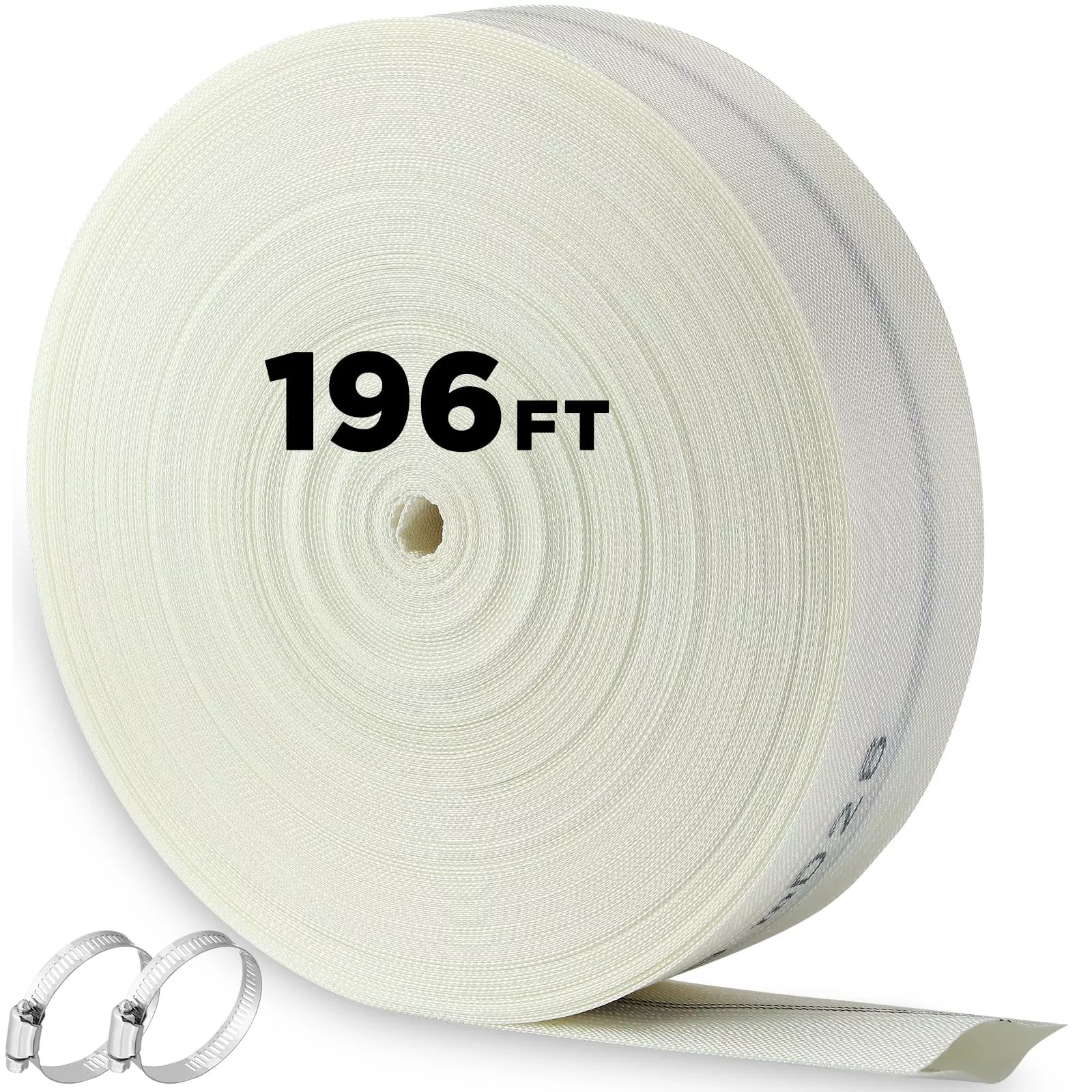 Pushglossy 2 Inch x 196 ft Pool Backwash Hose Heavy Duty Reinforced PVC Lay Flat Fire Discharge Hose for Swimming Pools Outdoor Lawn, Garden Irrigation
