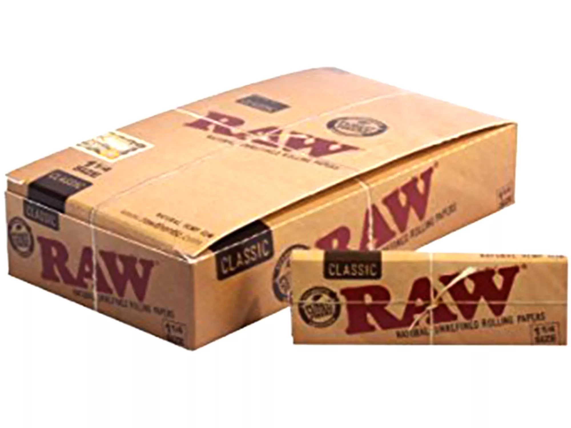 Raw Unrefined Classic 1.25 1 1 /4 Size Cigarette Rolling Papers Full Box of 24 Pack