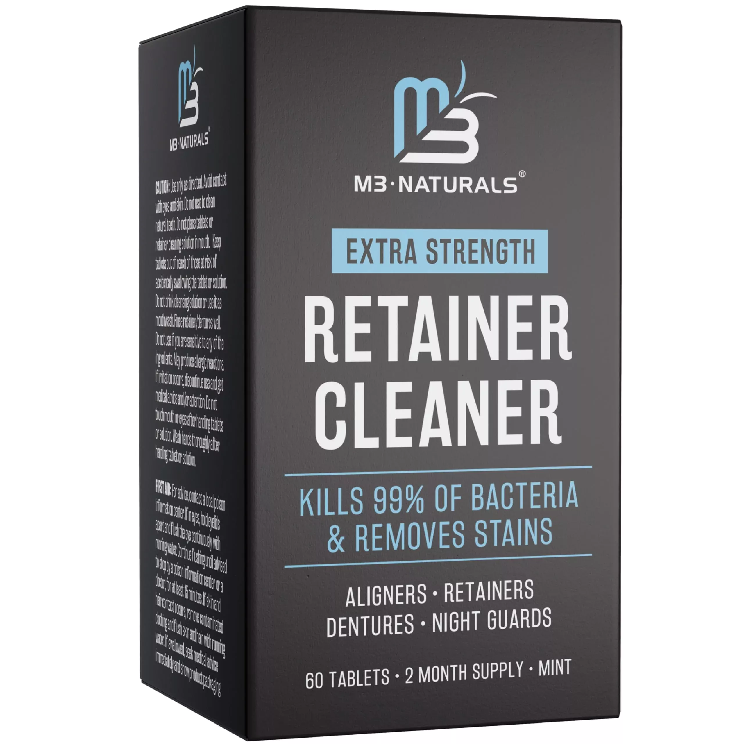 Retainer Cleanser Tablets Cleaner, Removes Odors Discoloration Stains and Plaque 2 Month Supply Denture Cleansers Retainers Mouth Guards Denture Bath Mint by M3