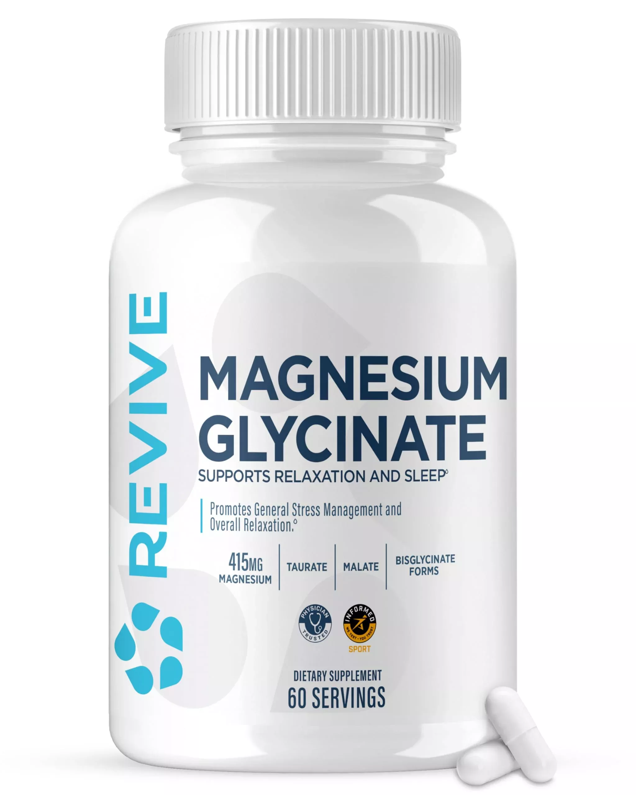 Revive MD Pure Magnesium Glycinate 200mg – High Absorption Supplement for Relaxation, Stress Relief, Sleep & Memory Support – Promotes Strong Bones, Healthy Nerve & Muscle Function (180 Servings)