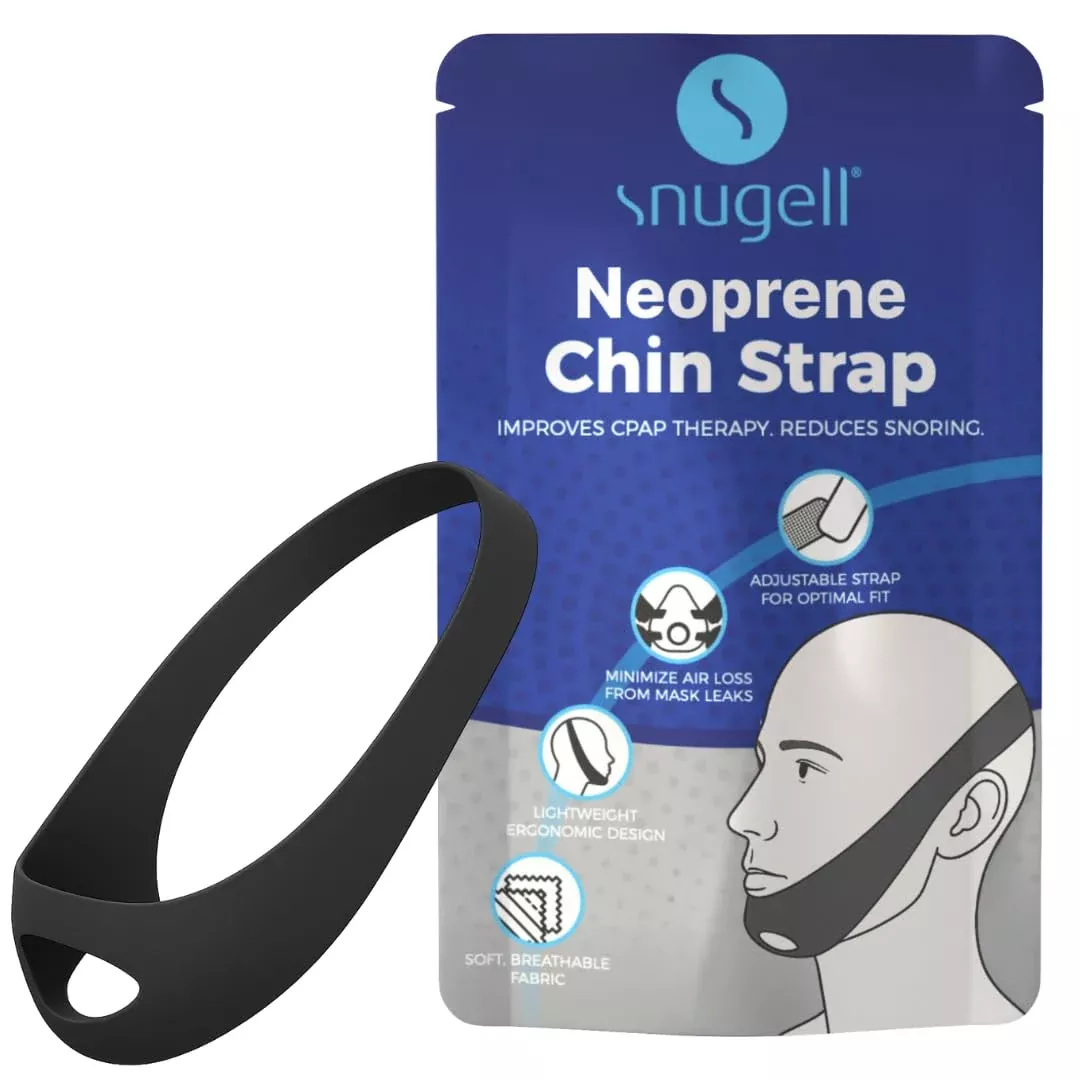Snugell Premium Chin Strap for CPAP Users – Adjustable and Comfortable Neoprene Design Chin Straps for Sleeping – to Keep Mouth Closed During Sleep – Improves CPAP Therapy – Anti Snoring Straps