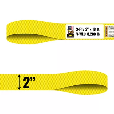 Tuffy 3 Ply 2" x 18 ft Eye & Eye Type 3 Web Sling - 8200 lbs WLL