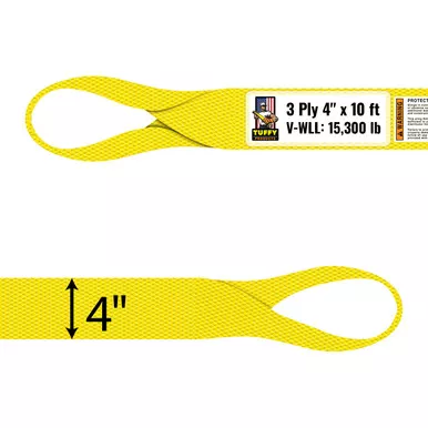 Tuffy 3 Ply 4" x 10 ft Eye & Eye Type 4 Web Sling - 15300 lbs WLL