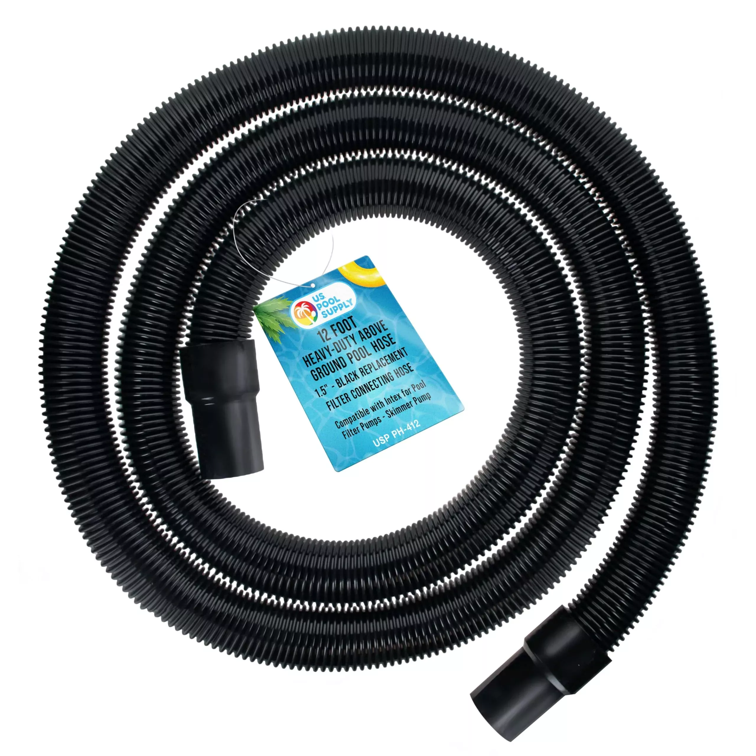 U.S. Pool Supply 12 Foot Heavy-Duty Above Ground Pool Hose, 1.5