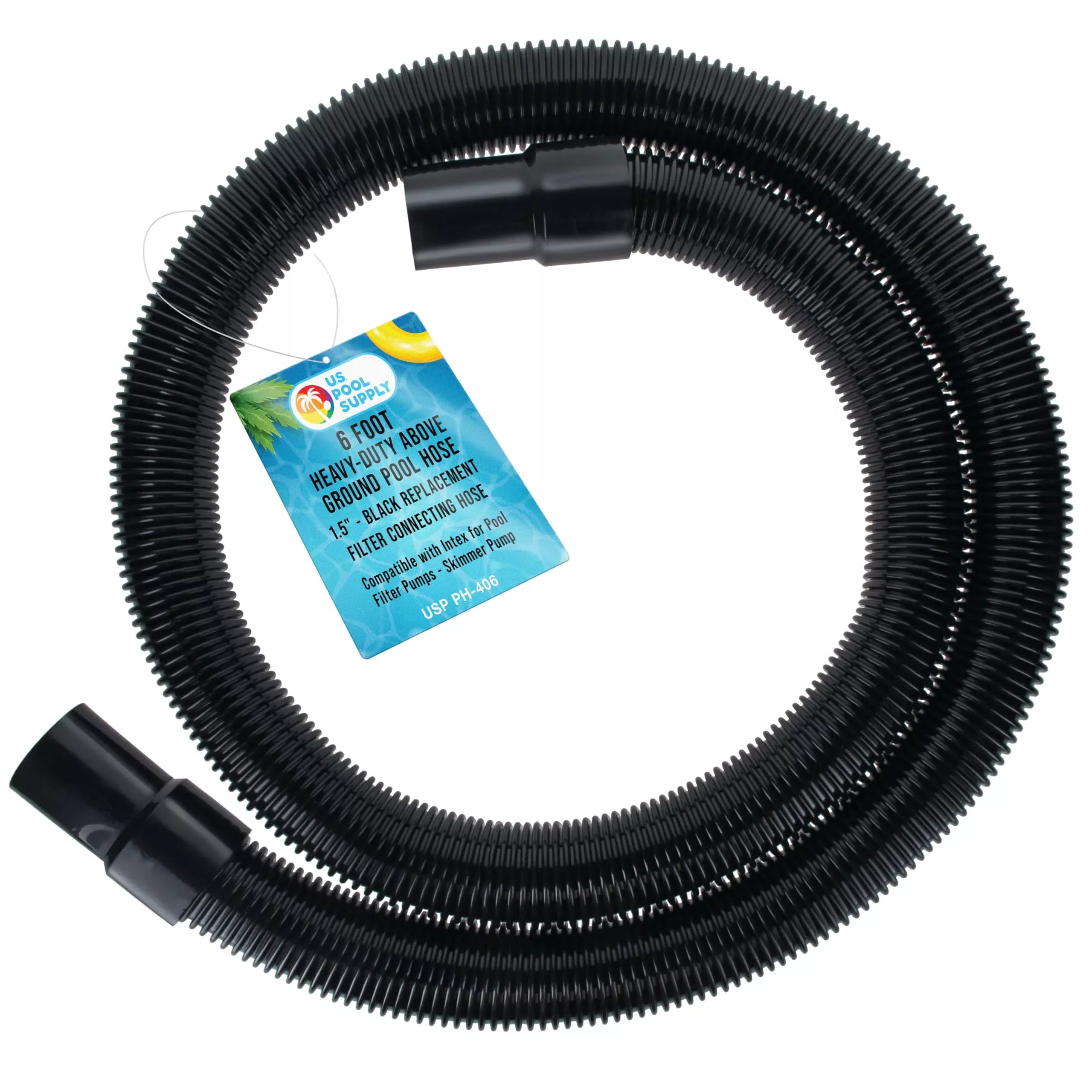 U.S. Pool Supply 6 Foot Heavy-Duty Above Ground Pool Hose, 1.5