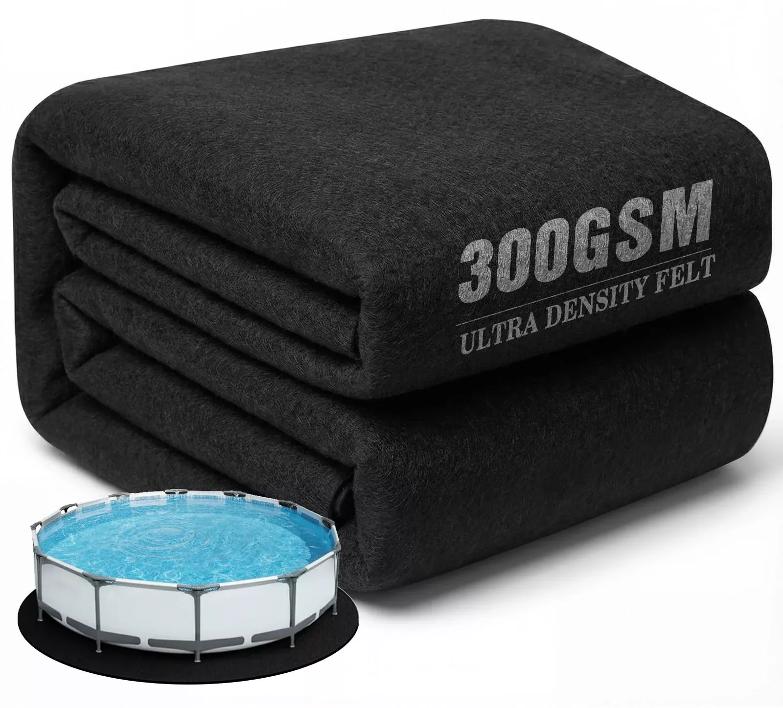 UIRWAY 10FT Round Pool Liner Pad for Above Ground Pool, [2026 New 300G /M² Thicker Heavy Duty] Black Seamless Pool Padding Underlayment for Pool Bottom, Prevent Punctures Weed Barrier Extend Liner Life