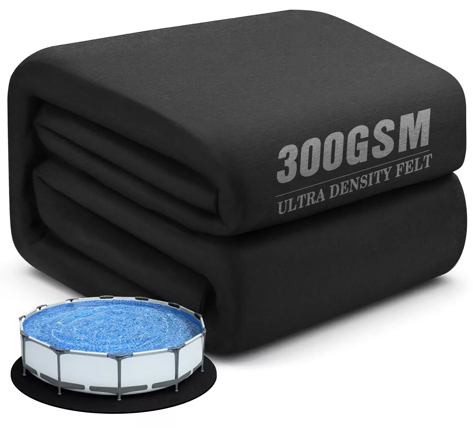 UIRWAY 15FT Round Pool Liner Pad, [2026 New 300G /M² Thicker Heavy Duty] Geotextile Under Pool Mat Padding for Above Ground Pools, Black Pool Floor Pad Prevent Punctures, Reinforced Cushion Protection