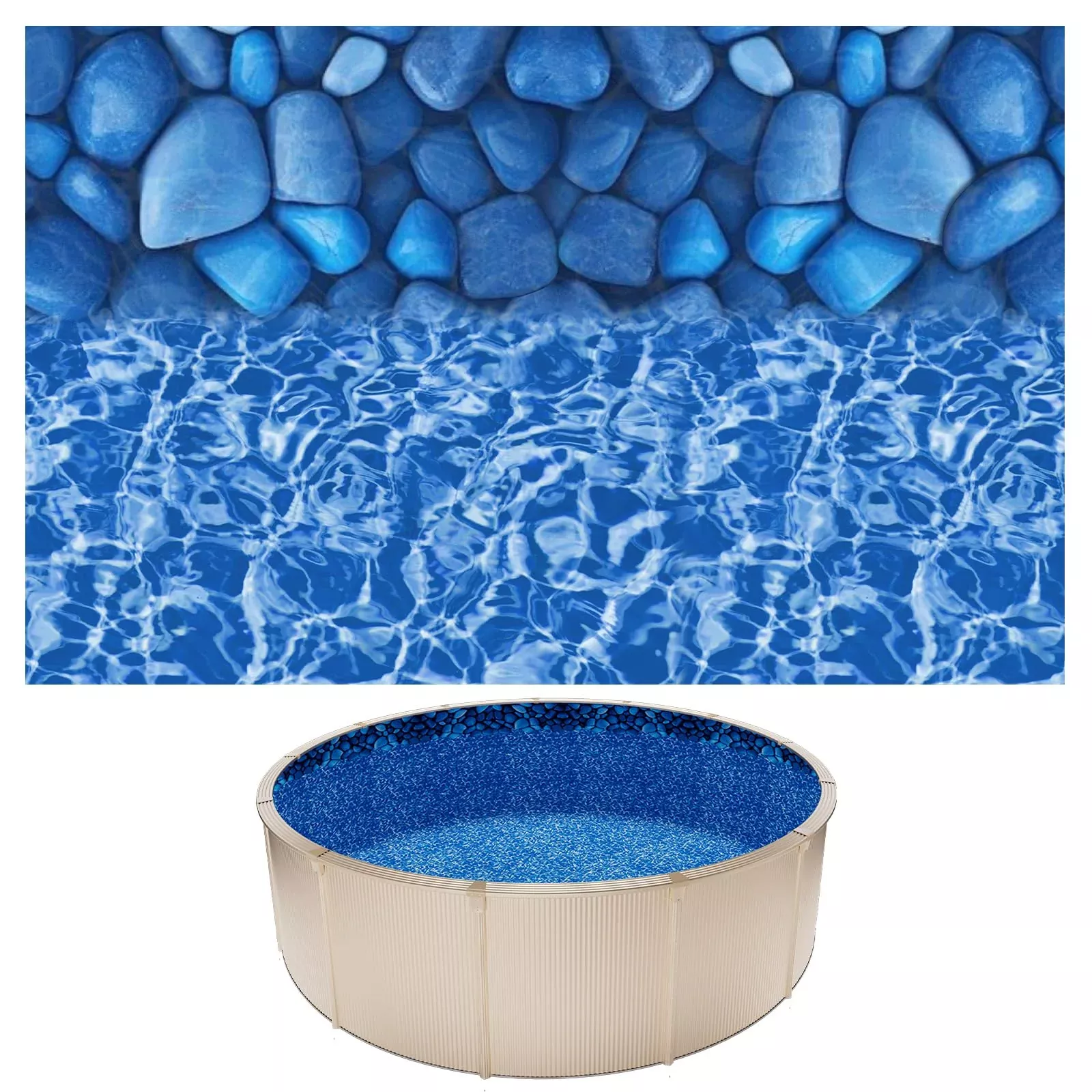 VEVOR 15-ft Round Above Ground Pool Liner, Overlap Pool Liners, Standard Gauge Vinyl, 48-to-54inch Wall Height, Designed for Steel Sided Above-Ground Swimming Pools