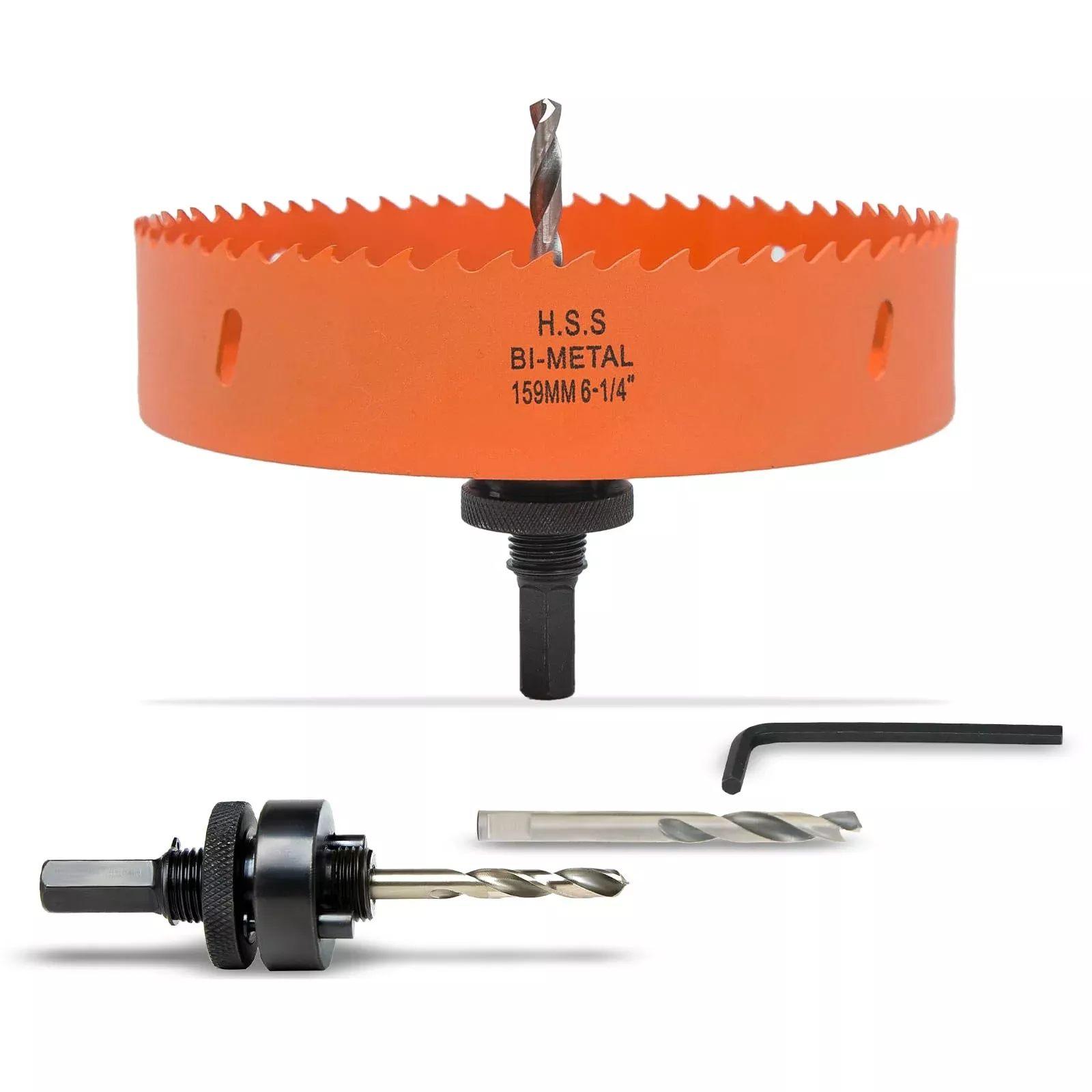 VIKITON 6-1 /4 inch Hole Saw with Arbor for Metal Wood Plastic, 159mm Bi-Metal Hole Cutter for Different Project with Smooth and Flat Drilling Edge, Fast Chip Removal
