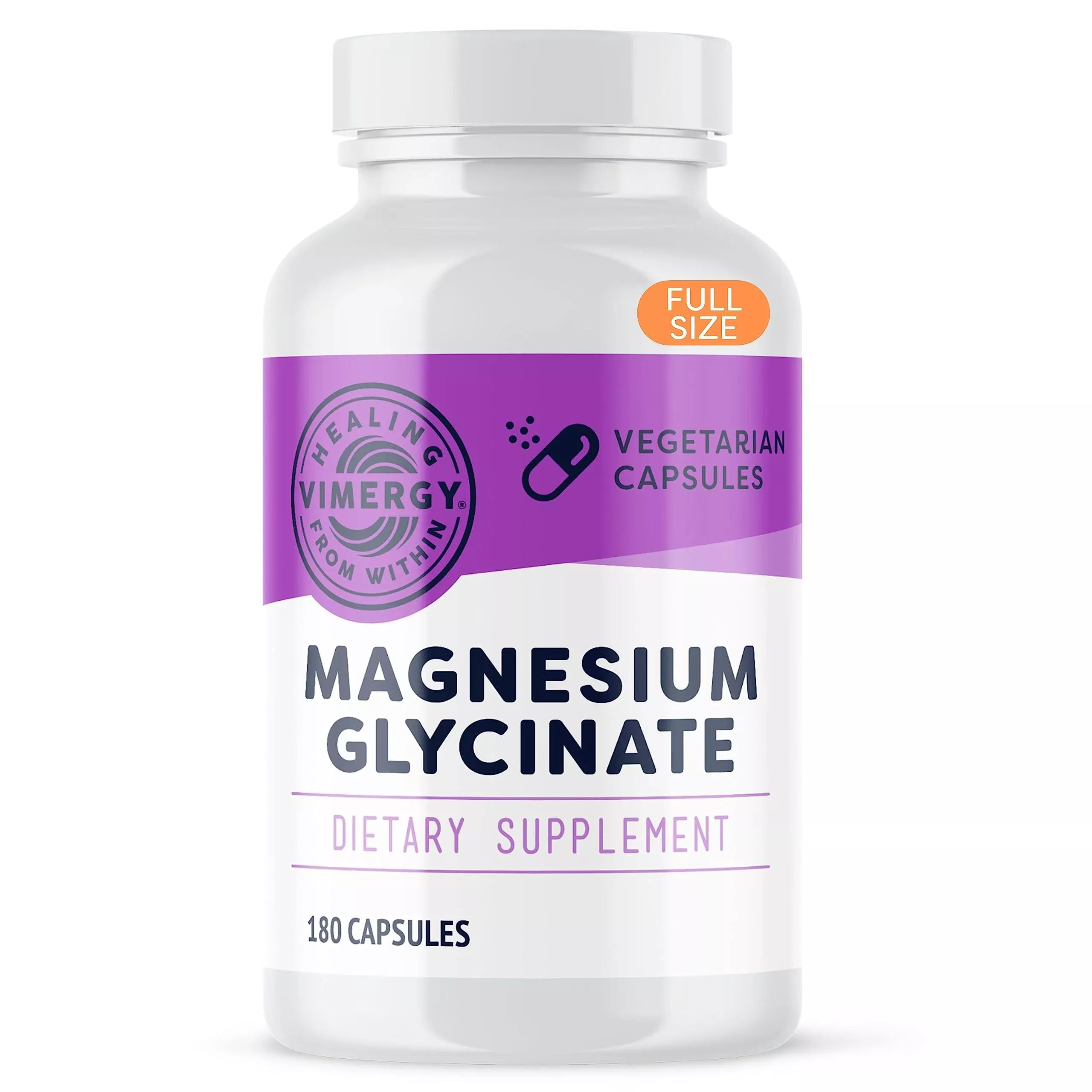 VIMERGY Magnesium Glycinate – Stress Support – Chelated to Avoid Tummy Upset*– Promotes Heart Health & Energy*– Kosher, Vegan Gluten-Free – 60 Caps