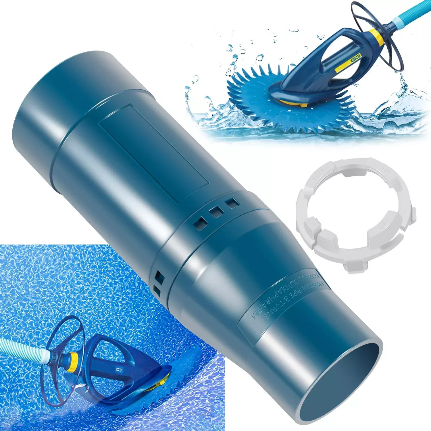 W70345 Cassette Chamber with Compression Ring Assembly Replacement Parts Kit Fit For Zodiac Baracuda G3 & G3 Pro Automatic Suction Side Pool Cleaner Vacuum, Replace W69559, W69563, W70334