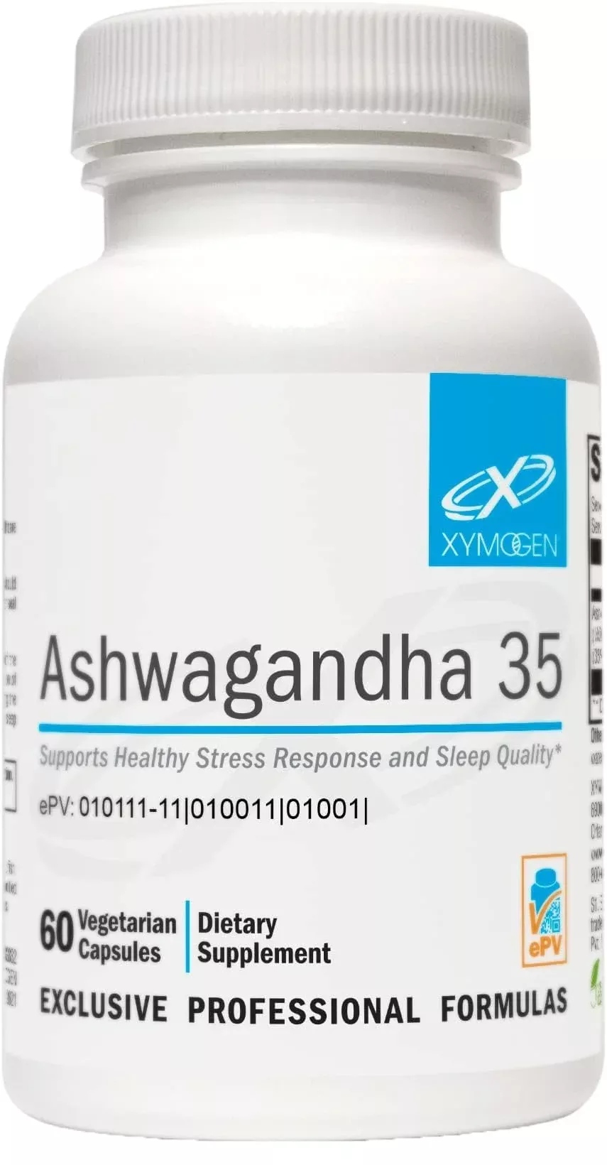 XYMOGEN Ashwagandha 35 - Shoden Ashwagandha Adaptogen Support - Aids Healthy Stress Response & Sleep Quality - Vegetarian, Gluten-Free & Soy-Free - 60 Capsules