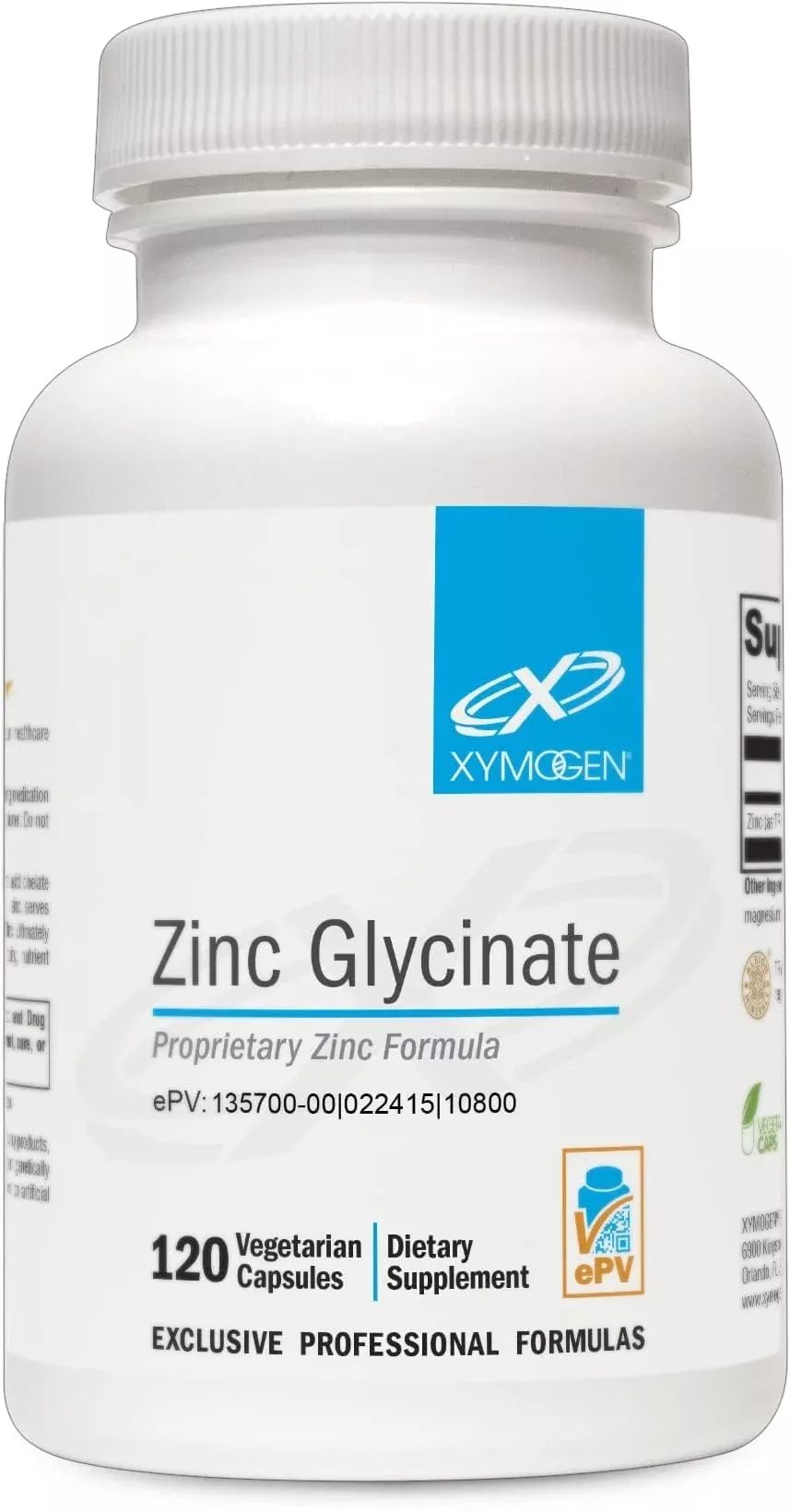XYMOGEN Zinc Glycinate - 20 mg Highly Absorbable Zinc Supplement - Supports Immune System & Whole Body Wellness - Vegetarian, Gluten-Free & Non-GMO - 120 Capsules