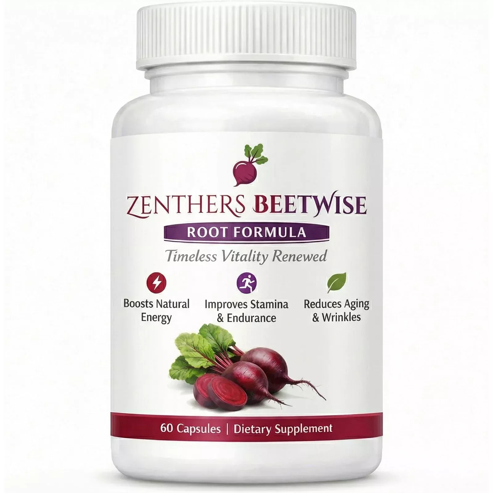 Zenthers Beetwise, Beetwise Root Formula Cold Pressed, All Natural Beetroot Supplement, 60 Capsules (1pcs)