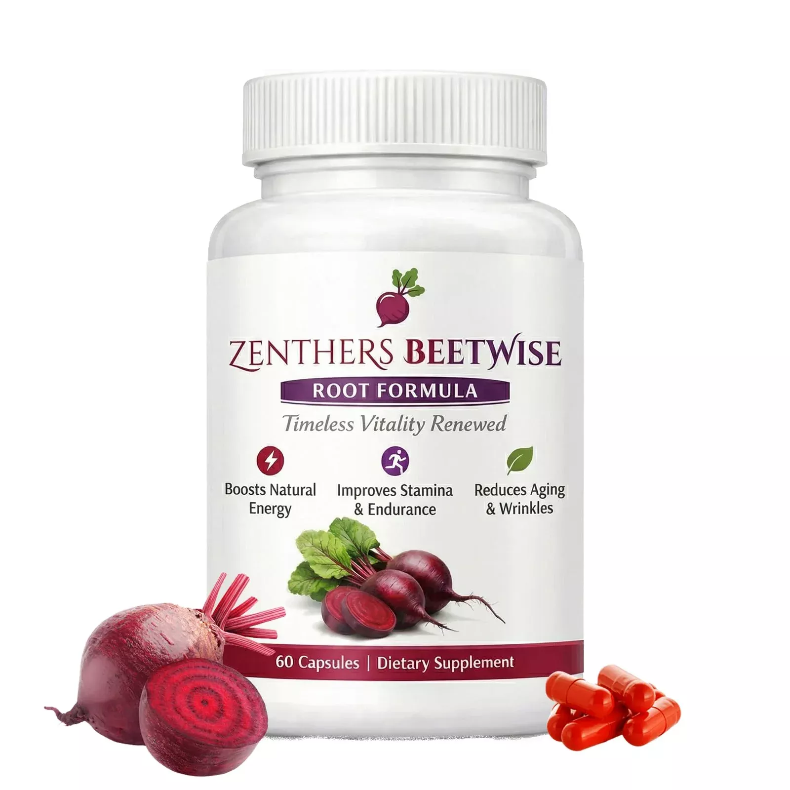 Zenthers Beetwise, Beetwise Root Formula Cold Pressed,Beetroot Supplement ,Natural Energy Support, Vegan-Friendly,60 Capsules (1PCS)