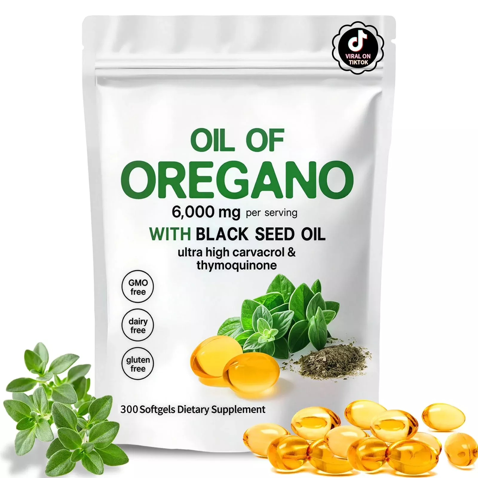 ZEYARUIBO Oil of Oregano with Black Seed Oil – 2-in-1 Oregano Oil Capsules Organic,300 Count | Plant-Based, Non-GMO | Supports Wellness & Digestive Balance