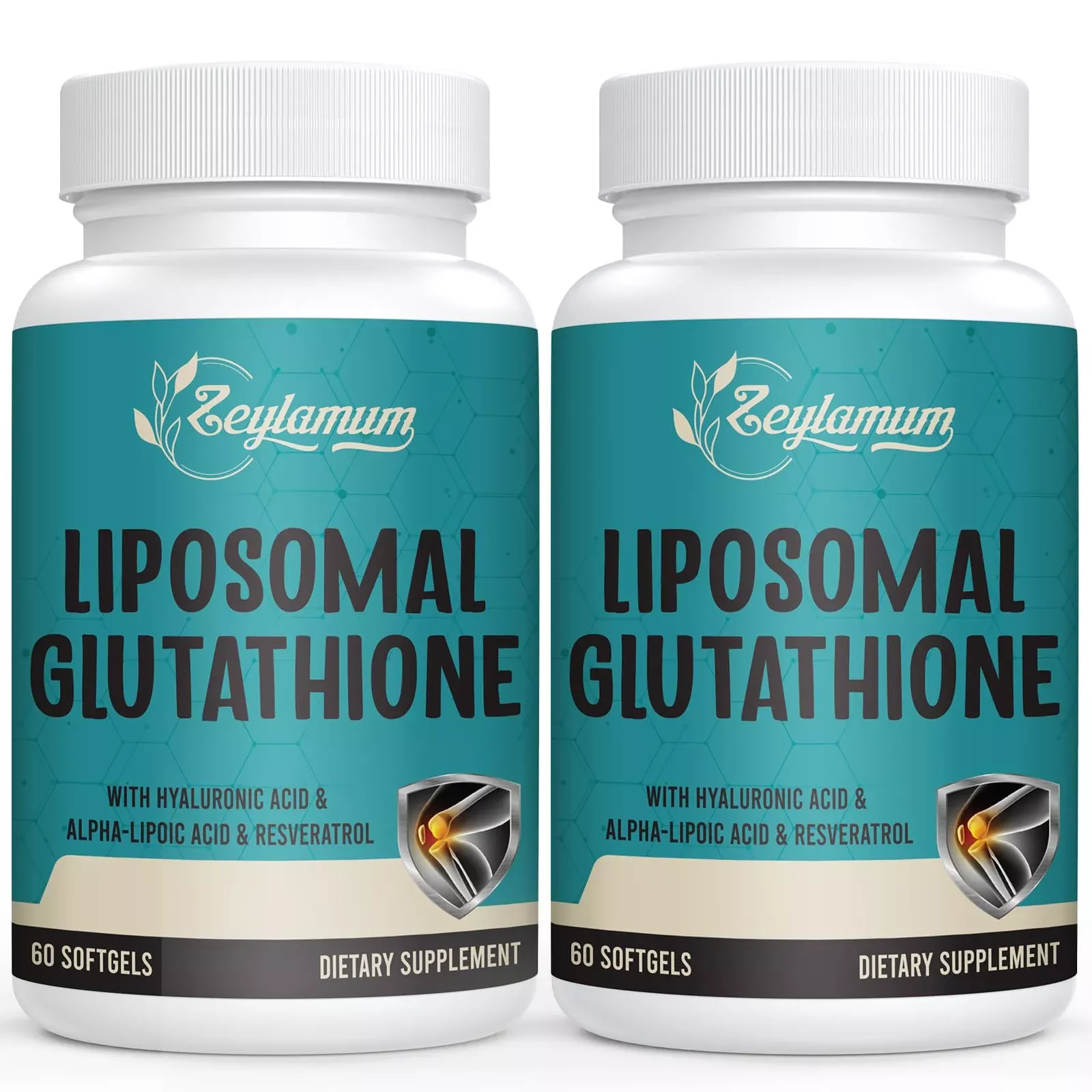 Zeylamum 2400 MG Liposomal Glutathione Softgels, Max Absorption, Active Form L-Glutathione Reduced (GSH), with Hyaluronic Acid, Resveratrol, Master Antioxidants for Brain, Immune System, 60 Softgels