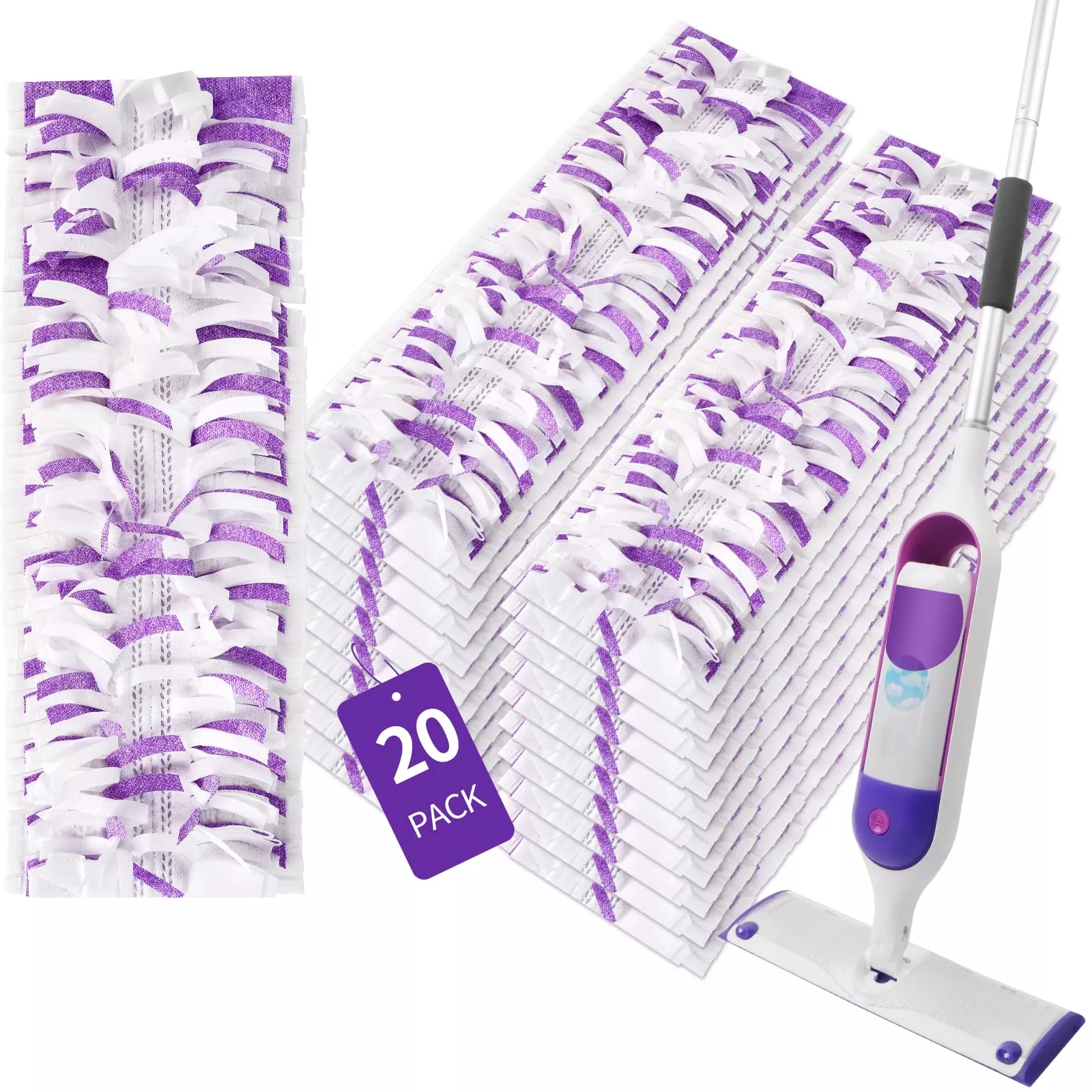 ZHAYAO 20 Pack Disposable Power Mop Pads for Swiffer Power Mop Pads, Compatible with Swiffer Power Mop Refills, Unscented Spray Replacement Floor Cleaning Refills for urface /Hardwood Floor Cleaning