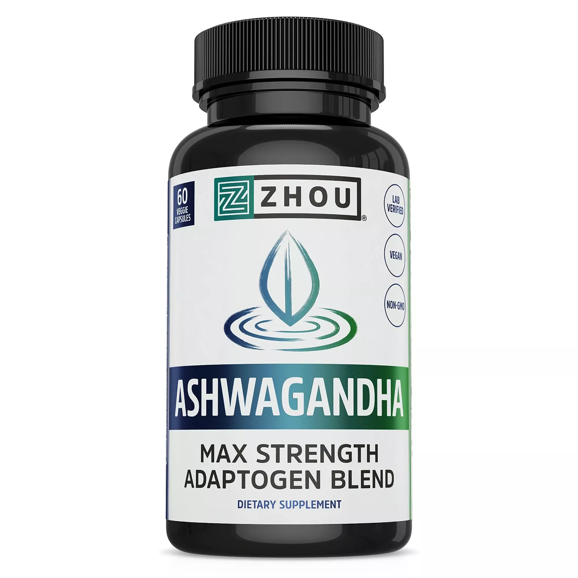 Zhou Nutrition Ashwagandha Capsules, Mood Enhancer, Energy Boost, Blend of Rhodiola, Holy Basil, Cordyceps, Reishi & Ashwagandha Supplement, 30 Servings, 60 Capsules