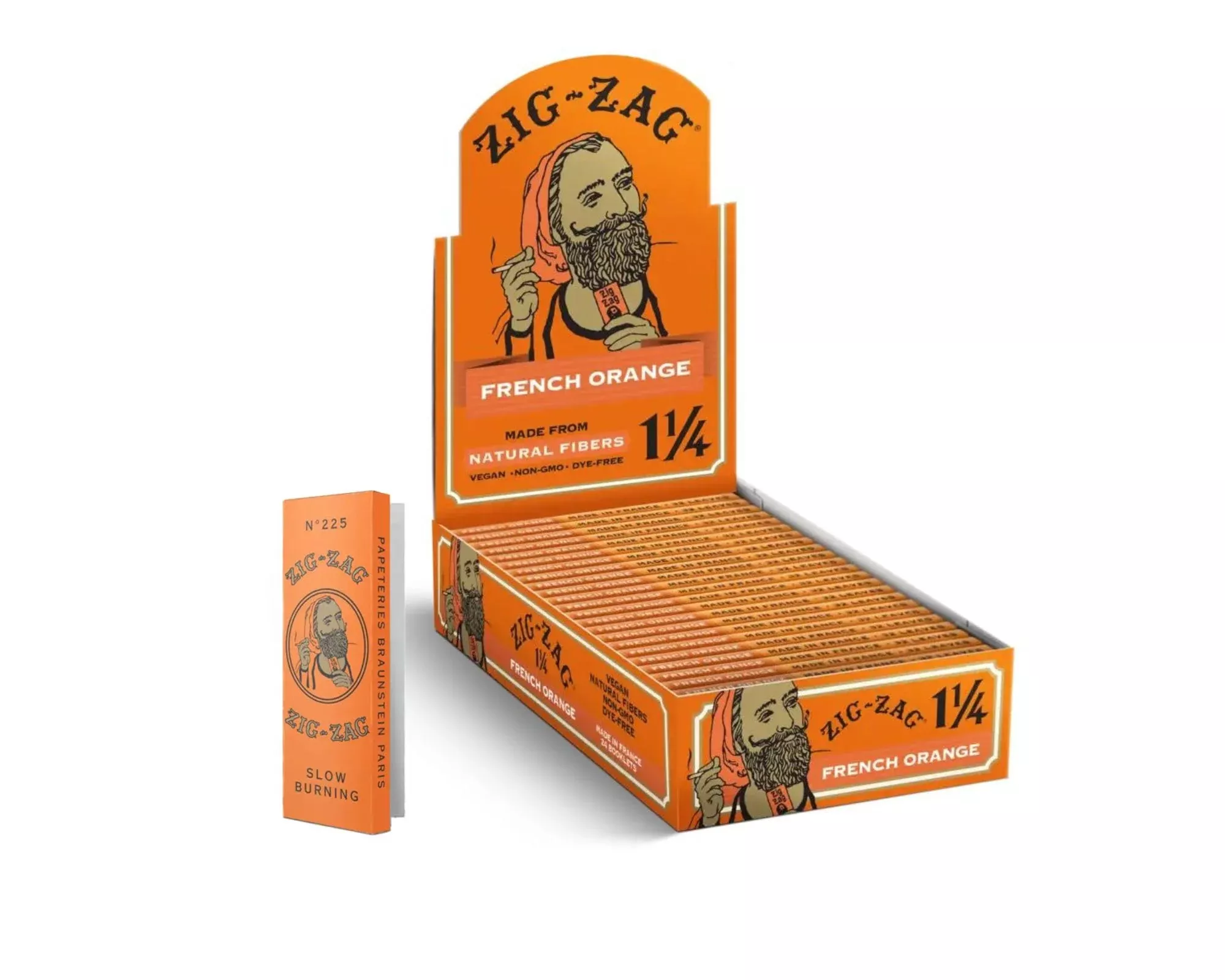 Zig-Zag Rolling Papers - 1 1 /4 French Orange Rolling Papers - Natural Gum Arabic - 78 MM - 24 Booklets with 32 Papers per Booklet