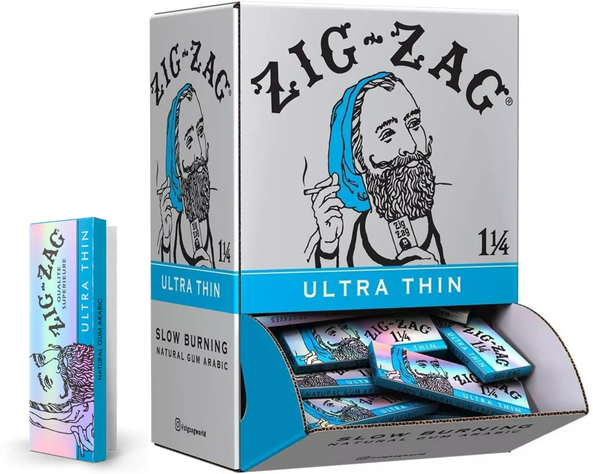 ZIG-ZAG Rolling Papers 1 ¼ Ultra Thin (48 Booklets) - 32 Sheets Each - Slow Burning Rolling Papers
