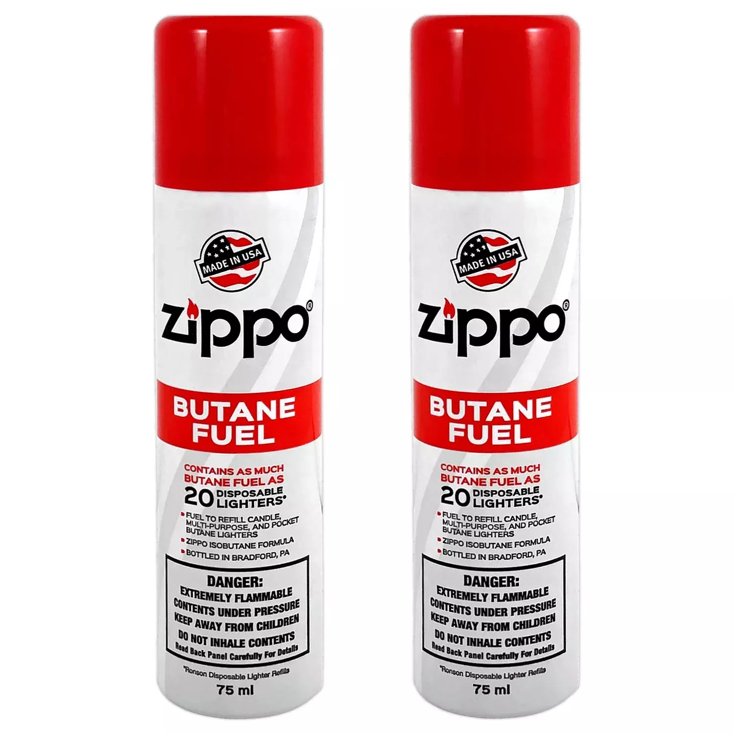 Zippo Butane Fuel Refill – Premium High-Purity for Lighters, Torches & Inserts – Clean Burning, Consistent Flame, Reliable Performance, Made in USA, 75ml 2-Pack