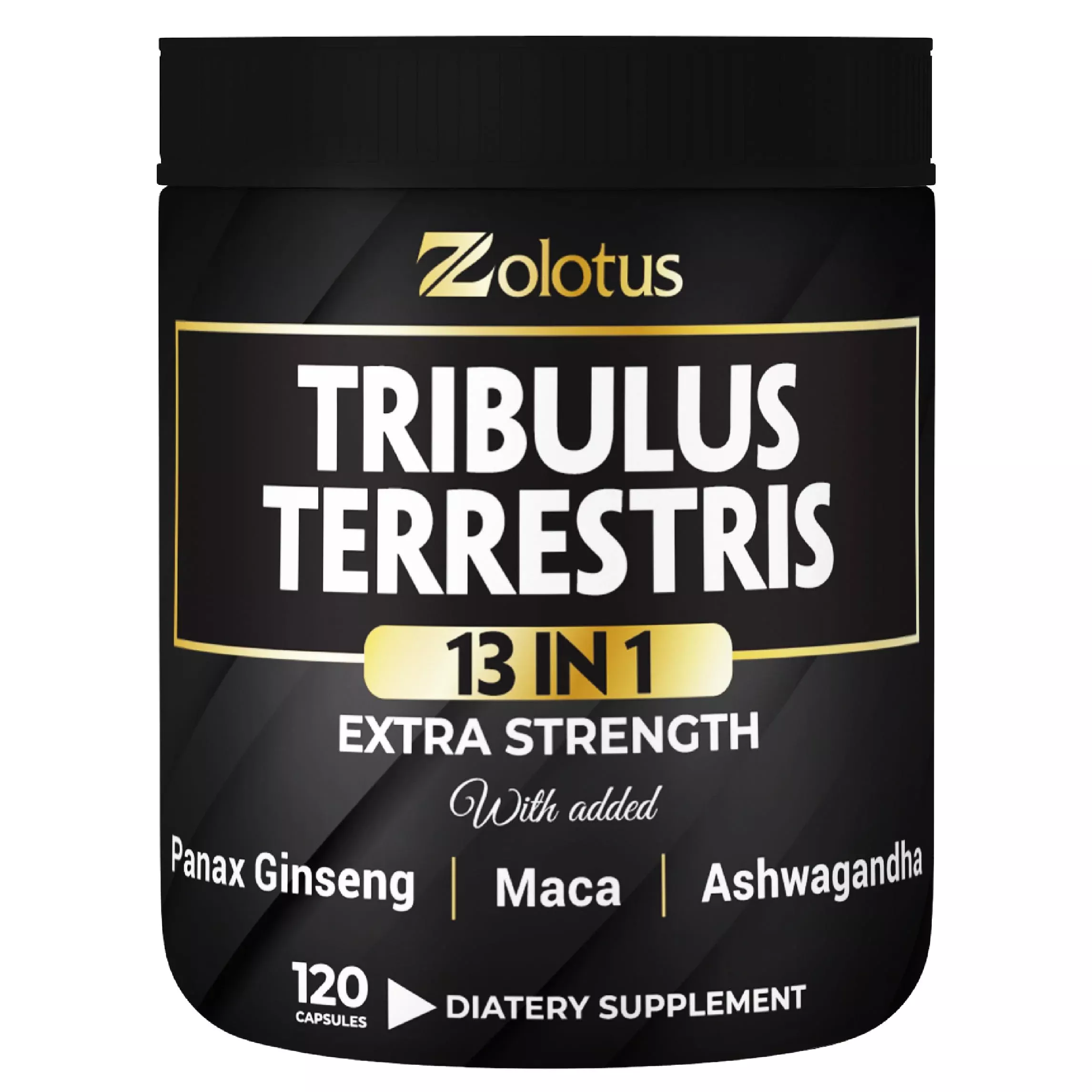 Zolotus 13in1 Tribulus Terrestris Capsules with Maca, Horny Goat Weed, Panax Ginseng, Saw Palmetto, Tongkat Ali, Shilajit & More - Energy, Stamina Supplement for Men & Women - 120 Counts