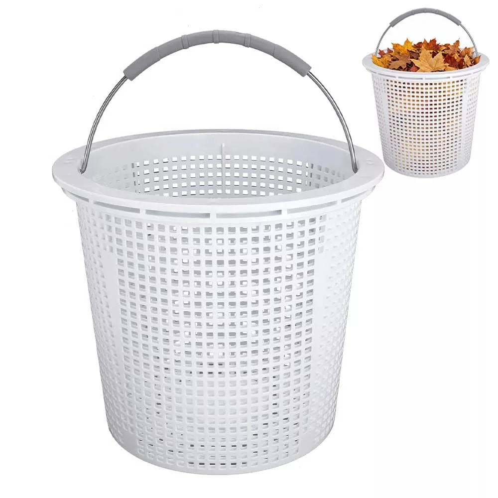 ZTTM 8 Inch Pool Skimmer Basket Compatible with Pentair 85014500 and S200 /B200 Pool Skimmer Basket, Built-in Weight, Stainless Steel Handle with Rubber Grip